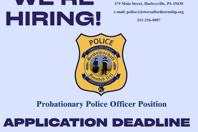 The Lower Salford Police Department is Hiring