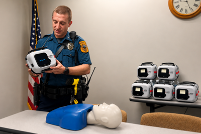 AED Training Demonstration with Officer Michael Parnas